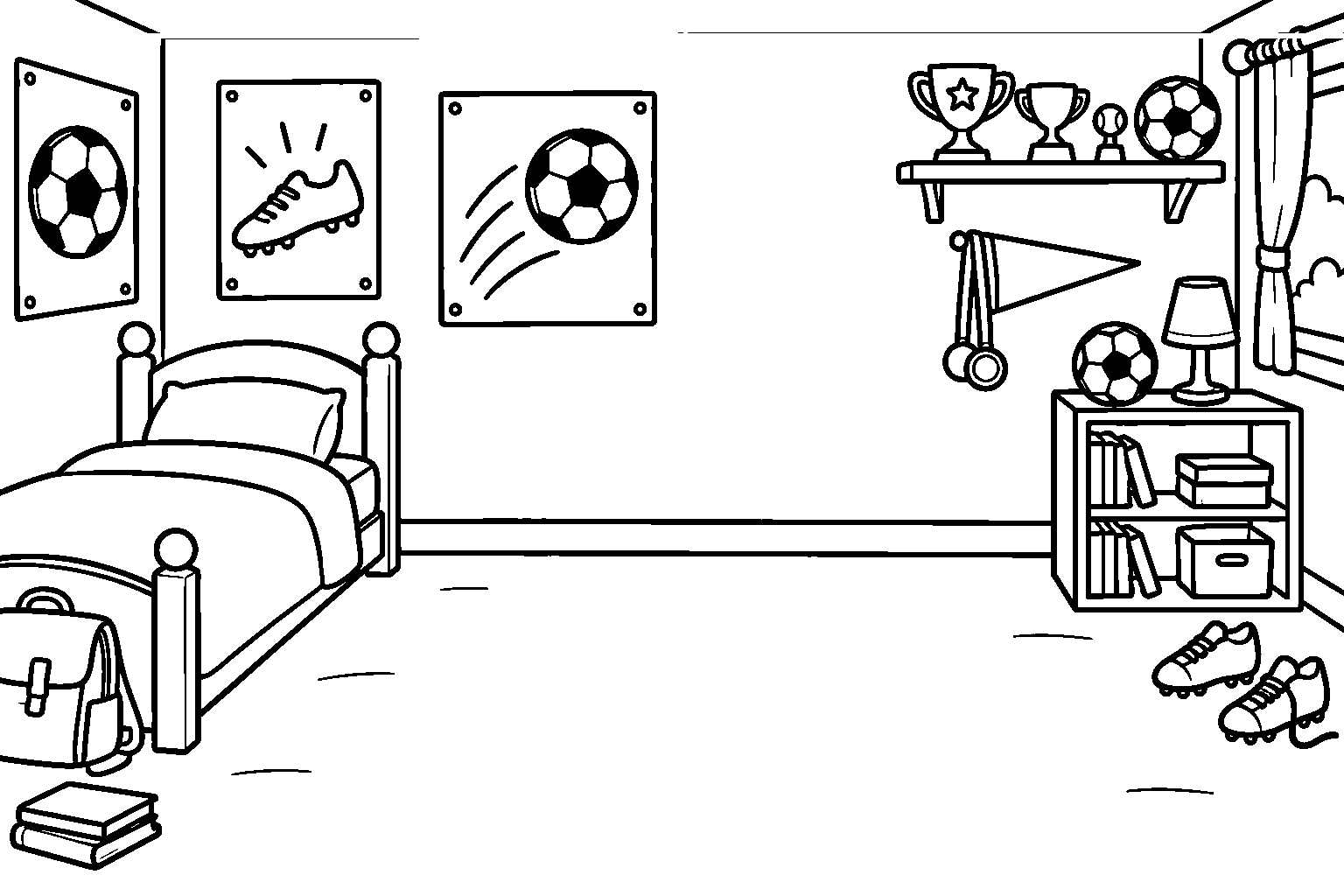 Página para colorir: Sua criança ama futebol!
