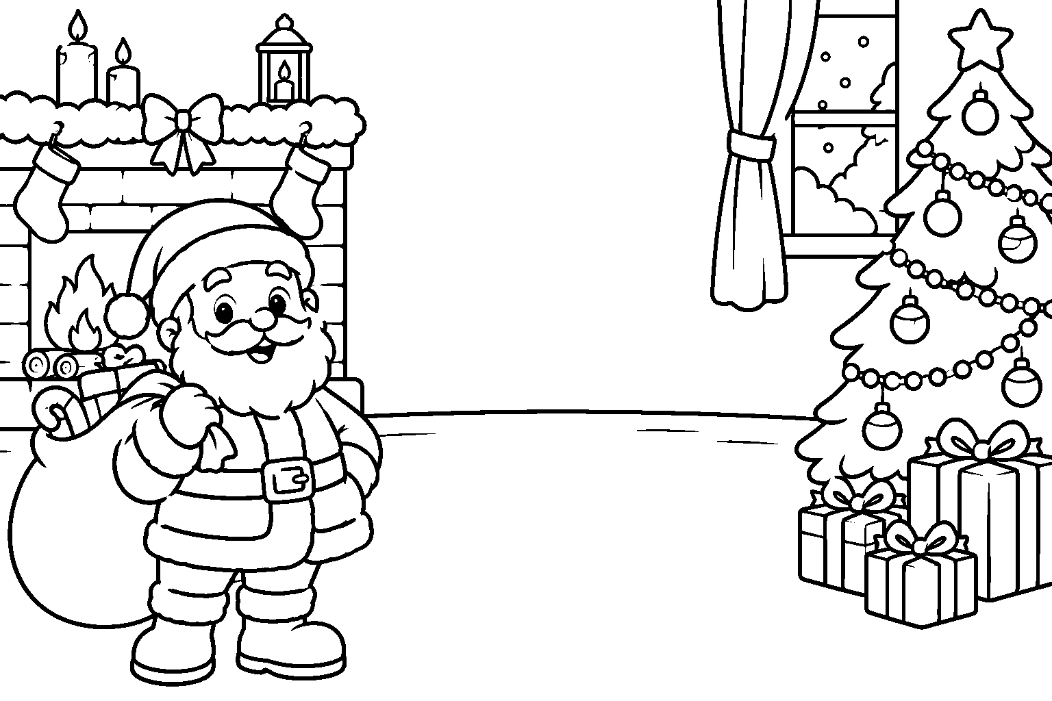 Página para colorir: O Papai Noel chegou!