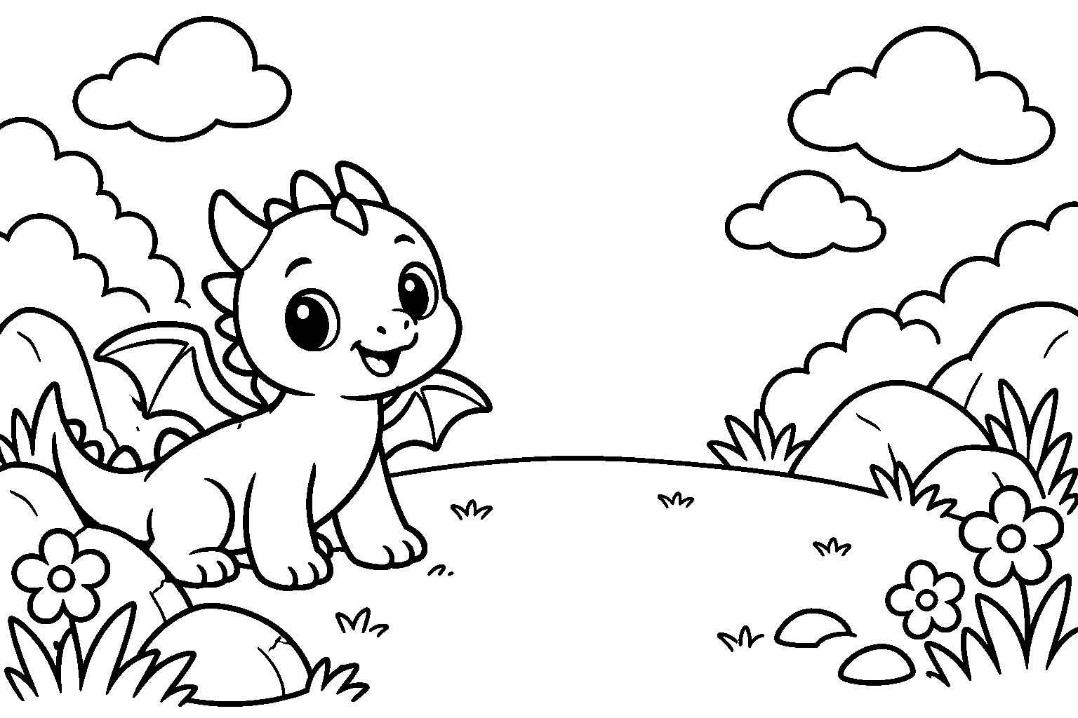 Página para colorir: Um amigo dragão!